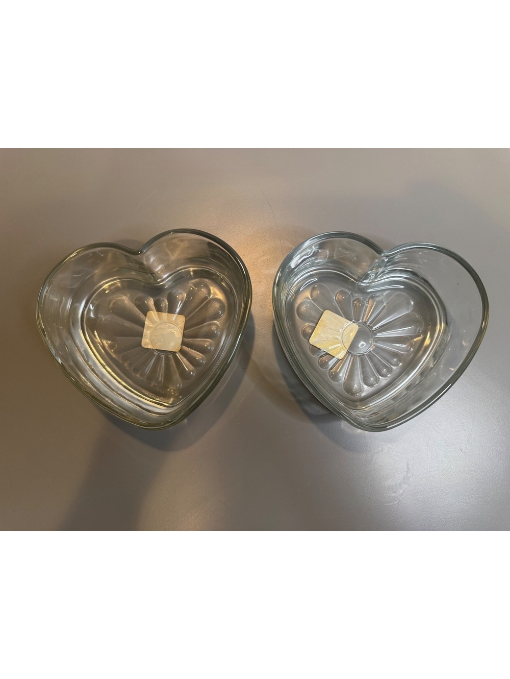 Vintage Libbey Glass Heart Shaped Bowls (Set of 2) Candy Trinket Dish #5072